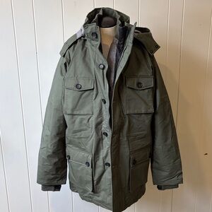 Men's Hoodlamb Green Hooded 2 in 1 Parka Jacket